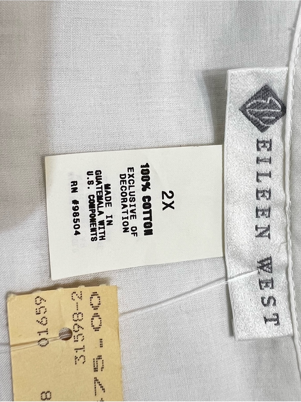 Vintage Eileen West White Long Button-Front Nightgown with Ribbon & Lace 2X - Picture 10 of 16